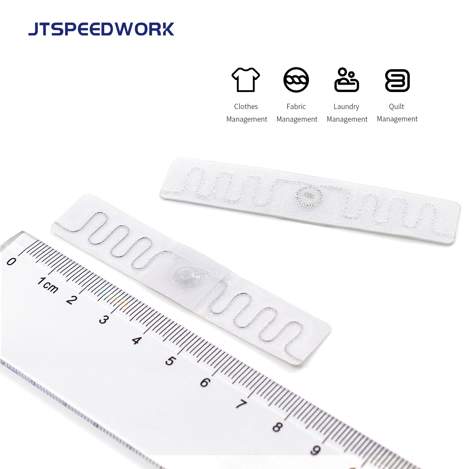JT-F7515 902–928 MHz UHF Stoffwaschbarer RFID-Textilanhänger 75 x 15 mm