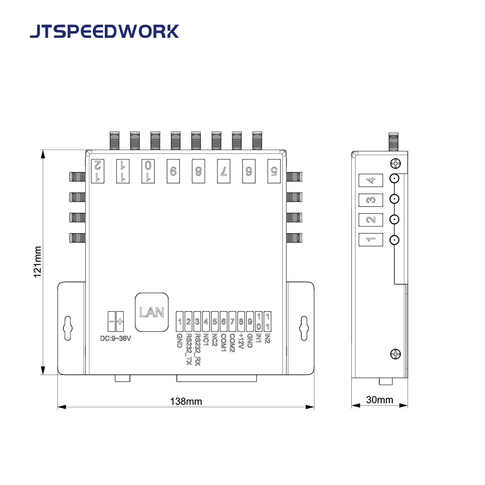 JT-932-8/16 8/16-Port UHF RFID-Festlesegerät 860-960MHz für Lagerverwaltung