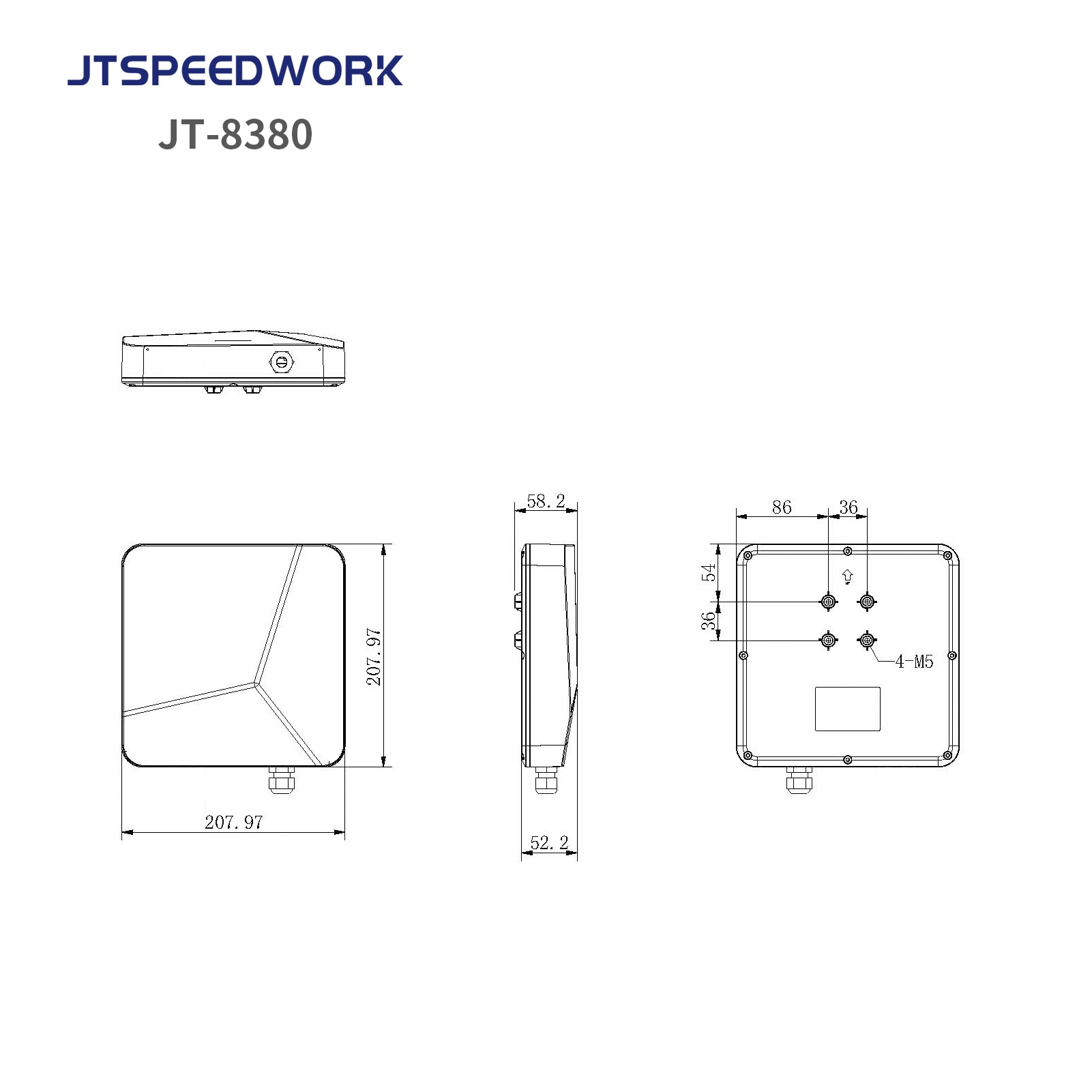 JT-8380 0-6m UHF RFID 902-928MHz Integrierter Lesegerät für mittlere Reichweiten