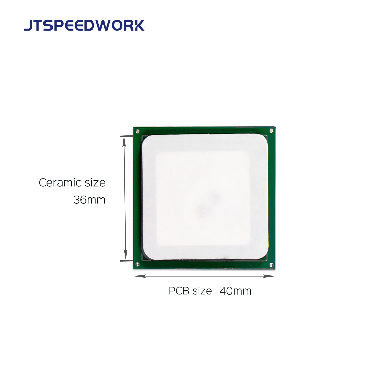 JT-T0036 3dBi UHF RFID Keramikantenne 36*36mm 865-868/902-928MHz RHCP für PDA